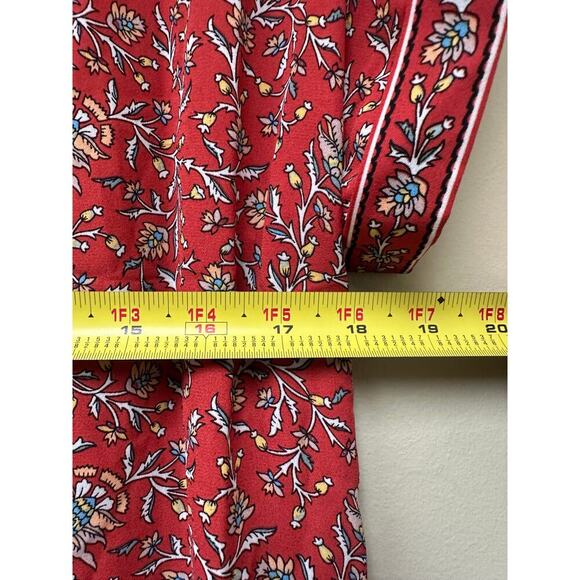 Max Studio Size XS Red Wrap Blouse Work Floral Boho Lightweight Vacation Top - Picture 6 of 11